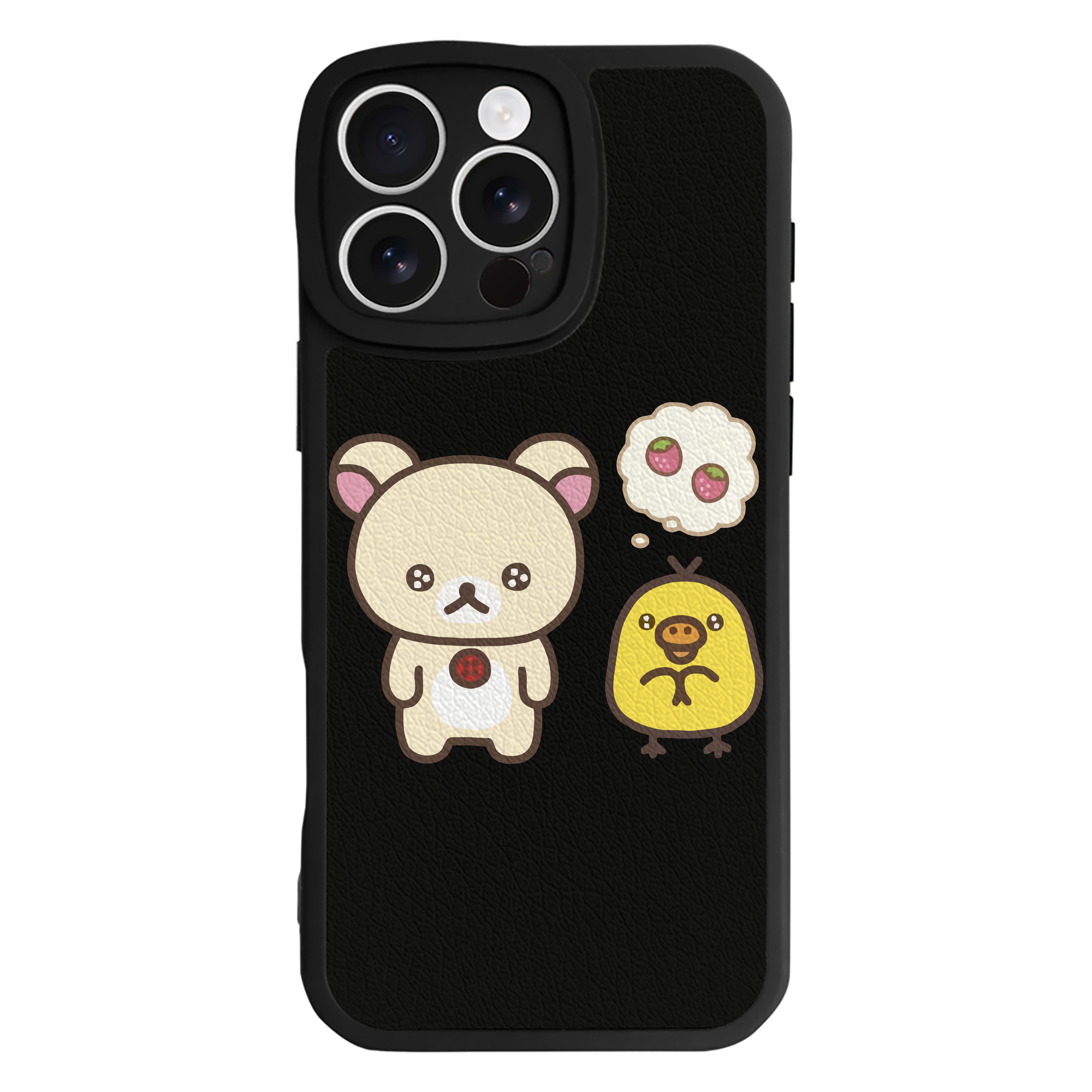 （画像用） リラックマ リラックマ キイロイトリ Rilakkuma Korilakkuma Kiiroitori 【iPhone 16シリーズ対応】シリコンスマホケース（レザー調） 材質：シリコン